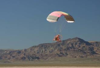 In a powered parachute, you soar like an eagle. . . except for the artificial wing and the metal roll cage and the engine, and the wheels. . . actually, it's not soaring like an eagle at all, but it's just about as close as clumsy, land-bound humans get.